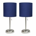 Diamond Sparkle Stick Lamp with USB Charging Port & Fabric Shade Set, Navy, 2PK DI2519989